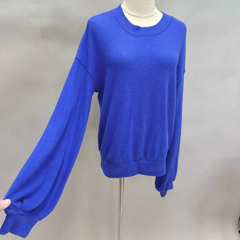 Free People Beach TGIF Pullover Sweater In Royal‎ Blue Size Extra Small